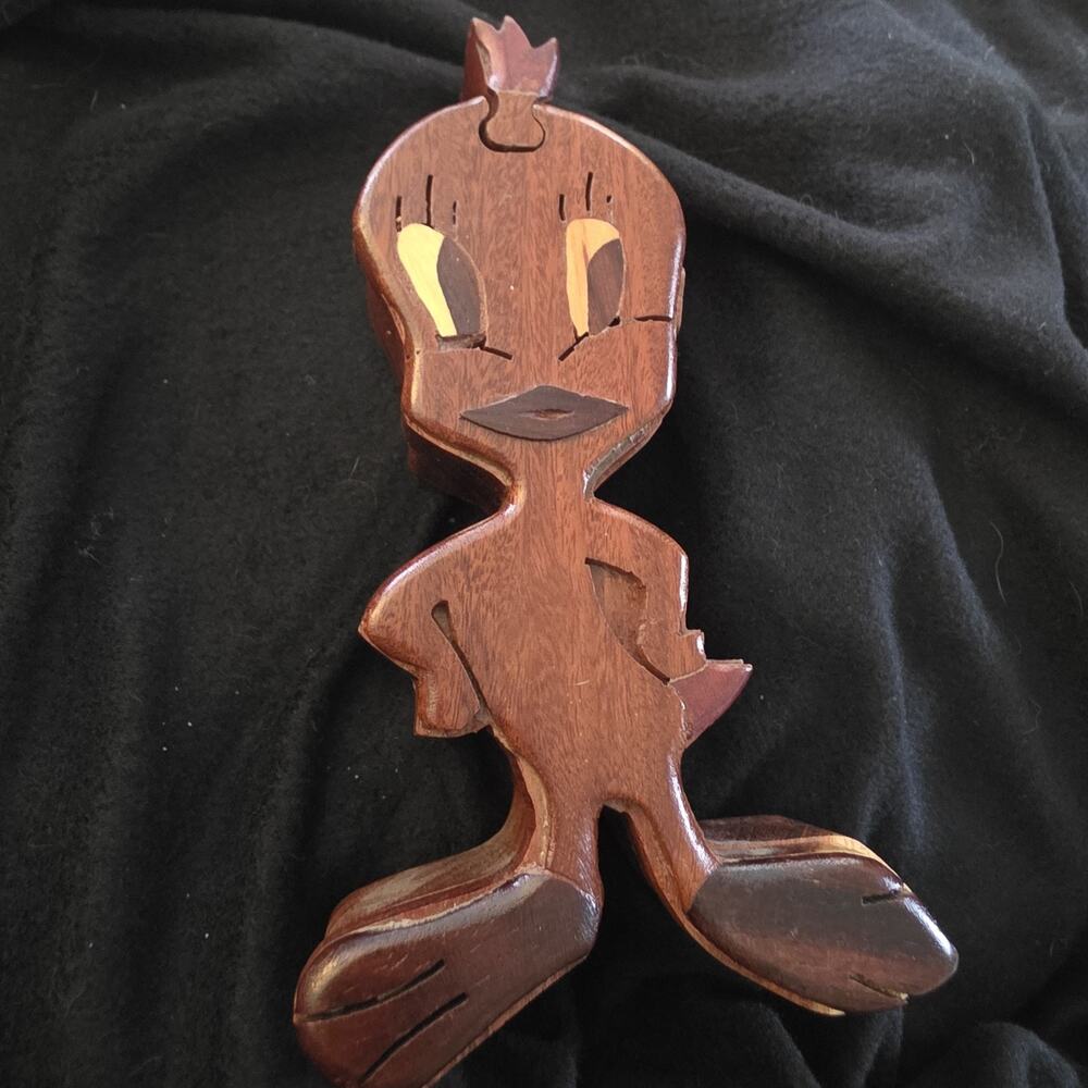 Vintage Hand Carved Wooden Tweety Bird Trinket Box  Palm Bay FL